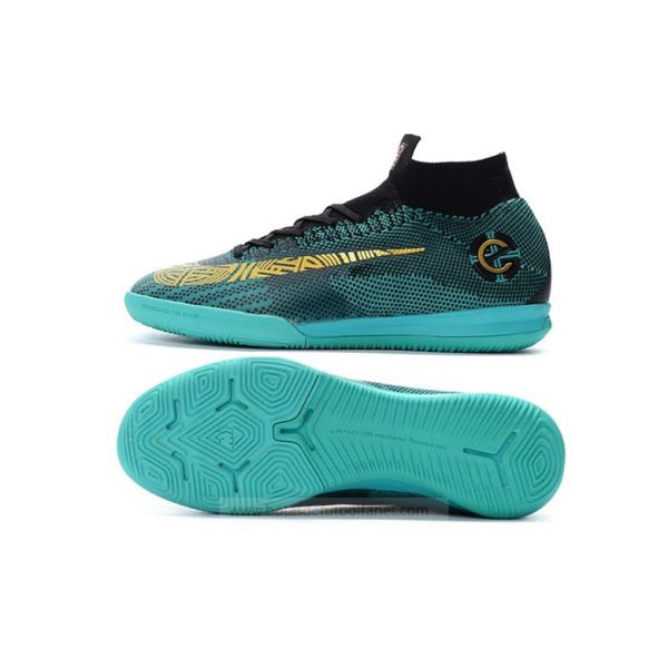 Ronaldo Nike Mercurial SuperflyX VI Elite IC para Mujeres Azul Dorado